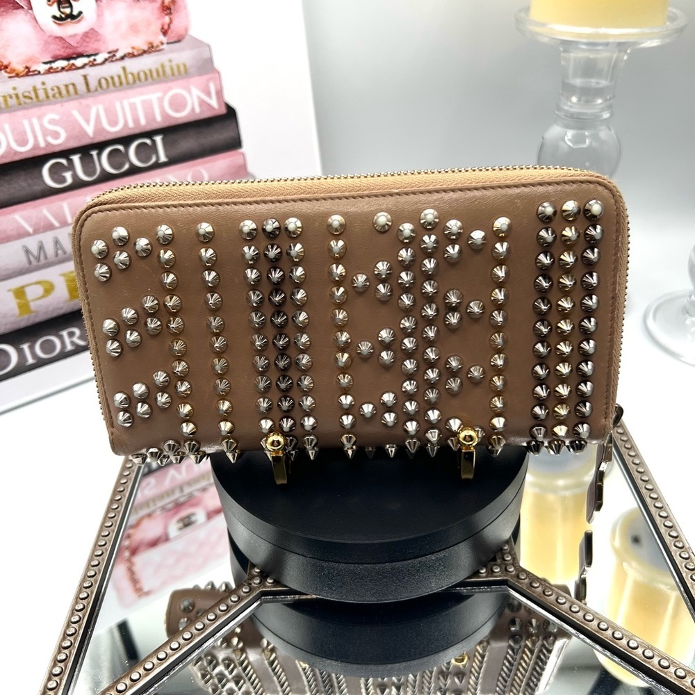 Christian Louboutin Panettone Spikes Zip-Around Wallet with COA
